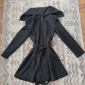 Samuel Dong Black Textured Long Sleeve Coat